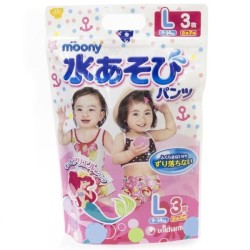 Подгузники-трусики для девочек 3 шт. Moony для плавания 9-14 кг р. L
